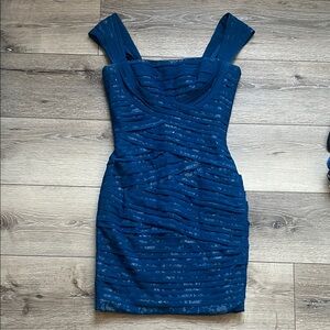 BCBGMaxAzria Textured Blue Mini Dress